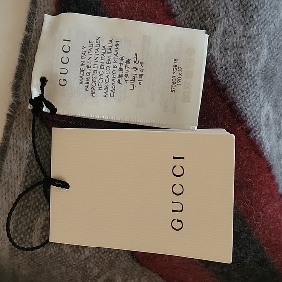 Gucci Wool Logo Scarf Zinc/Blue - Picture 4 of 7